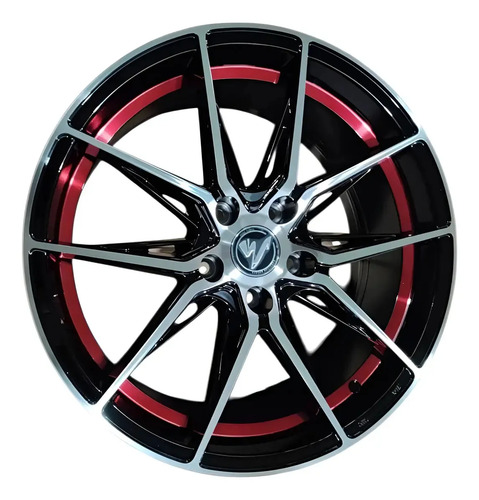 [MLM5130088692] 4 Pack Rim 18 5/114.3 Alloy Wheel Negro Con Detalles Rojos Y Frente Pulido Negro Con Detalles Rojos Frente Pulido