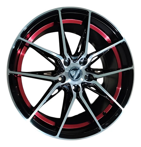 [MLM3990932460] 4 Pack Rim 18 5/114.3 Alloy Wheel Negro Con Detalles Rojos Y Frente Pulido
